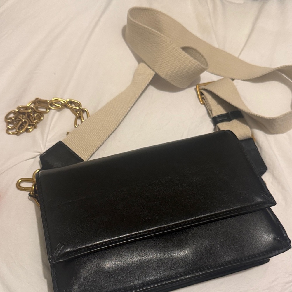 Zara Black Crossbody Bag with Gold Chain